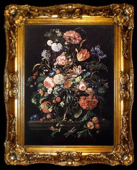 framed  HEEM, Jan Davidsz. de Flowers in Glass and Fruits g, ta009-2